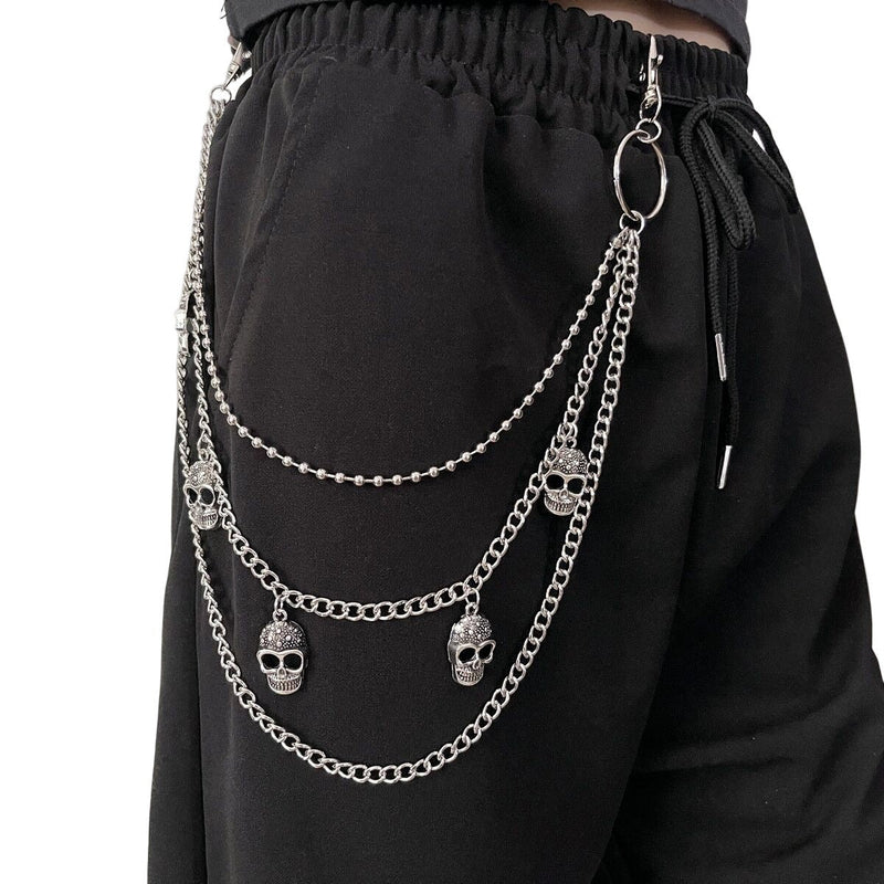 Punk Rock Skull Decoration Double Layers Jeans Chains Pants Chain