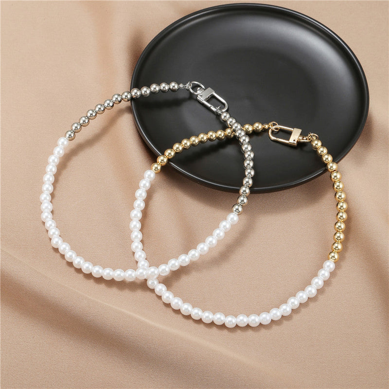 Round Pearl Two Color Beaded Necklace