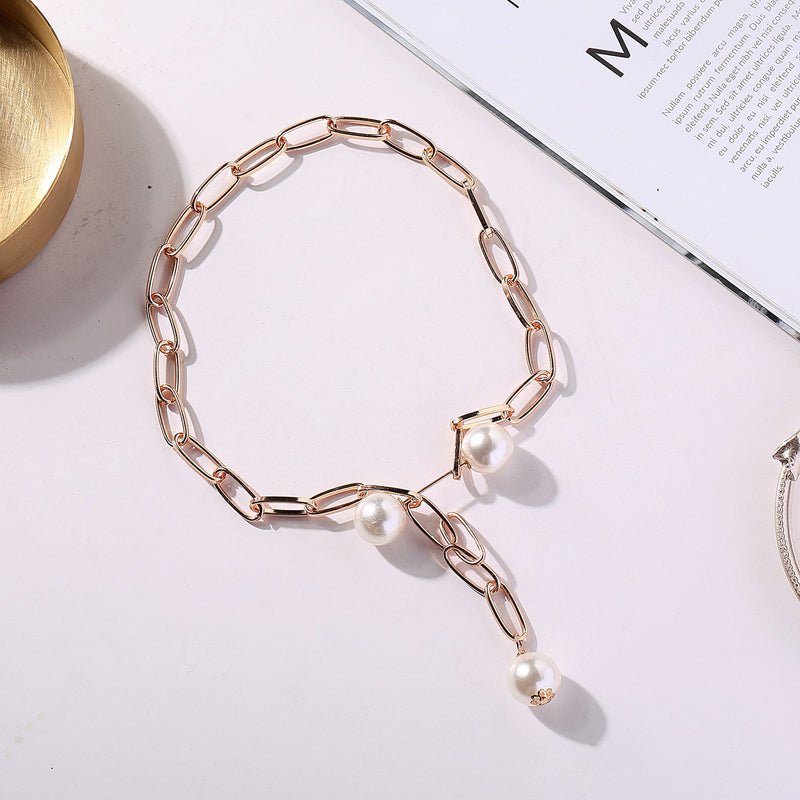 Exaggerated Brooch Pearl Pendant Multi Layer Necklace