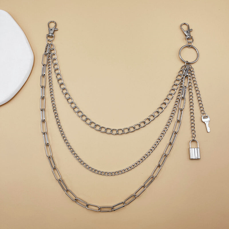Fashion Metal Lock Key Pendant Pants Chain