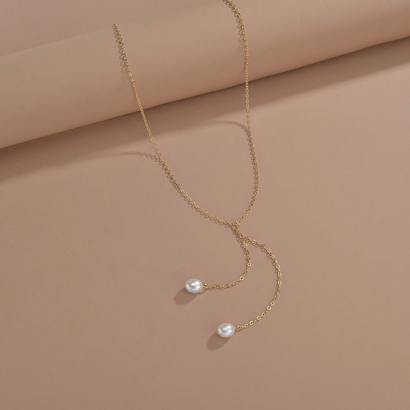 Pearl Long Chain Tassel Necklace