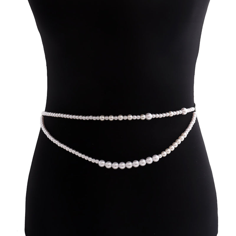 Pearl Beads Waist Chain Layered Belly Chains Rave Body Jewelry