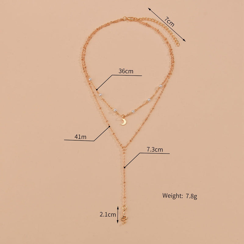 Bohemian Multi-layer Moon Bead Chain Sequins Necklace