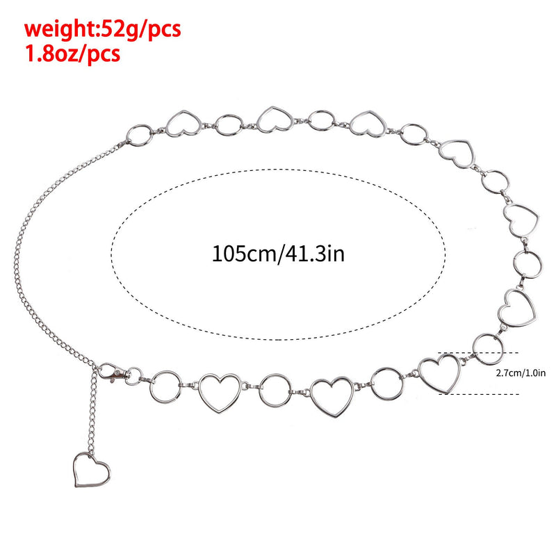 Double Hollow Metal Heart Waist Chain Women