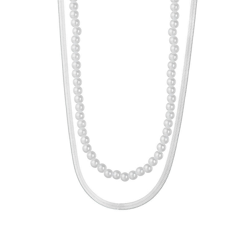 Multi Pearl Layer Chain Choker Necklaces