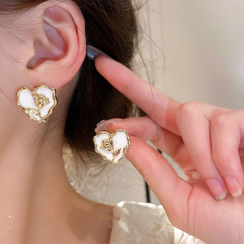 Love Heart Flower Earrings