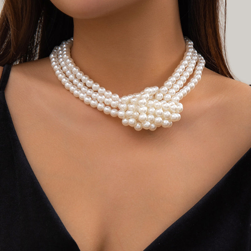 Vintage Knot Multi Layered Pearl Necklace