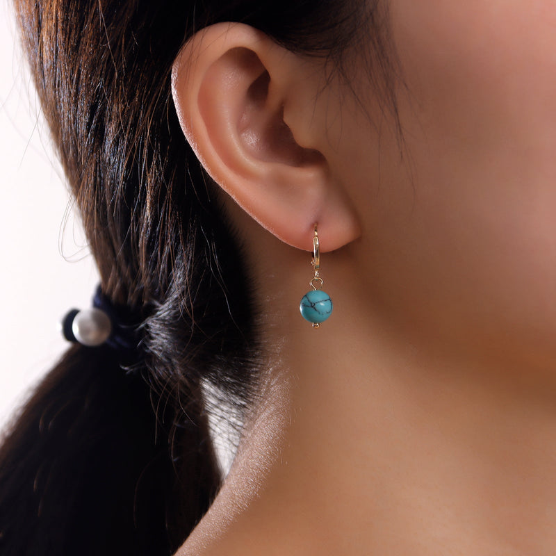 Boho Hoop Earrings Turquoise Charm Drop Earrings