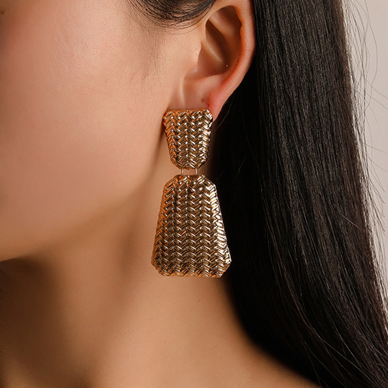 Geometric Irregular Long Woven Earrings