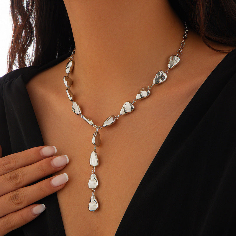 Irregular Ccb Bead Chain Pendant Long Necklace