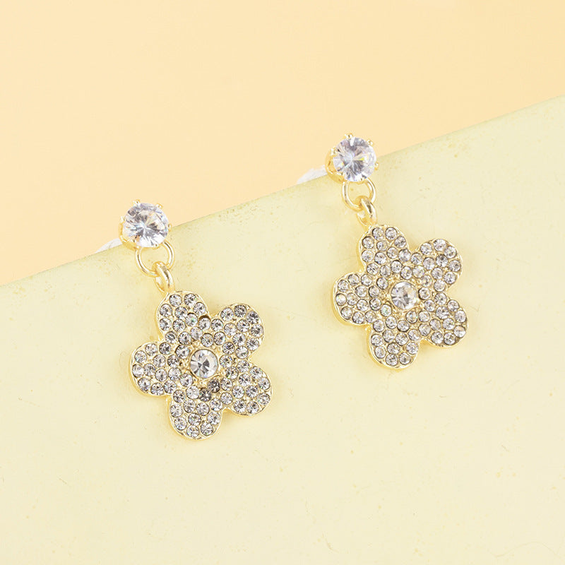 Full Rhinestone Flower Earring