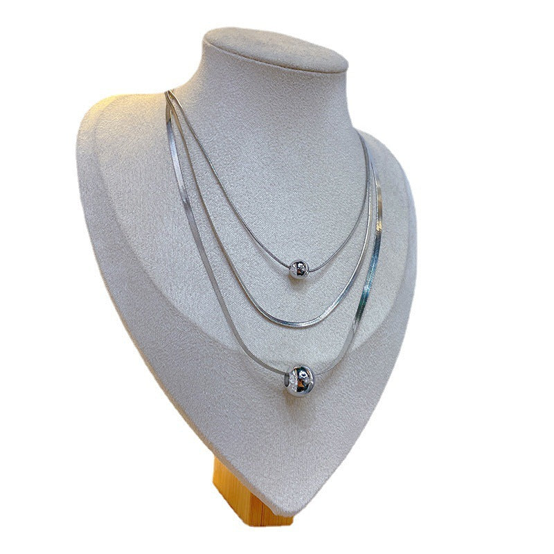 Beads Collarbone Chain SimpleThree layer Necklace