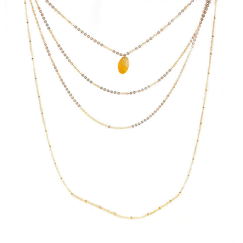 Link Chain Multi Layer Tassel Girls Pendant Necklace