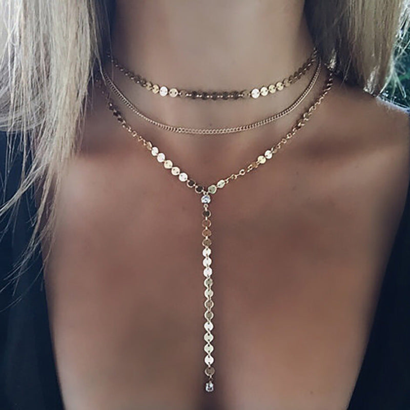 Long Tassels Pendent Sequin Necklace