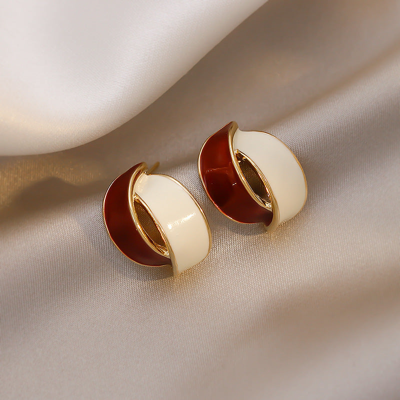 Double Arc Cross Enamel Stud Earring