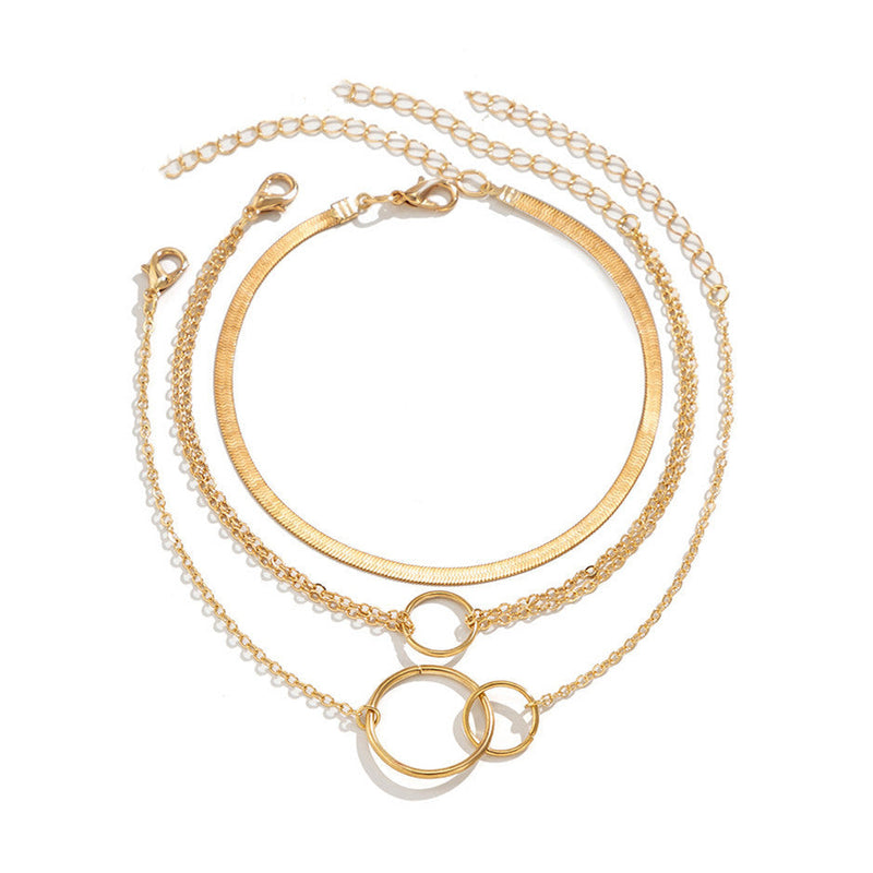 Geometric Double Circle Foot Bracelet