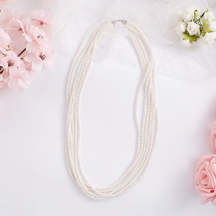Multi Layer Pearl Necklace Luxury Chain Long