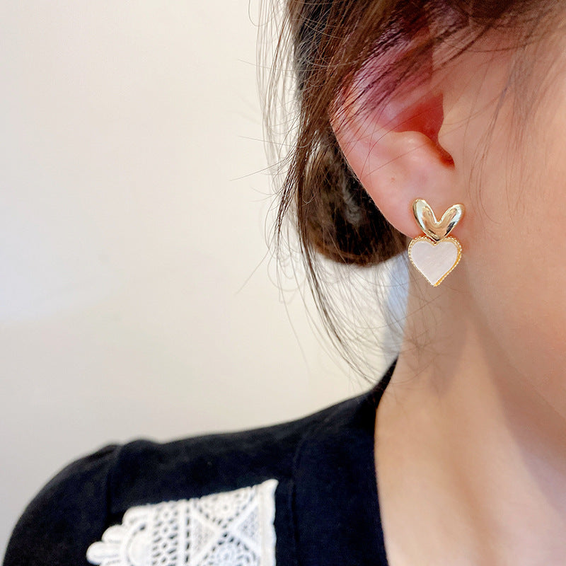 Small Double Heart Stud Earrings