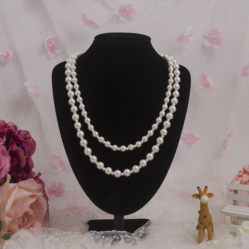 Double Layer Ivory Pearl Chain Necklace Wedding Jewelry