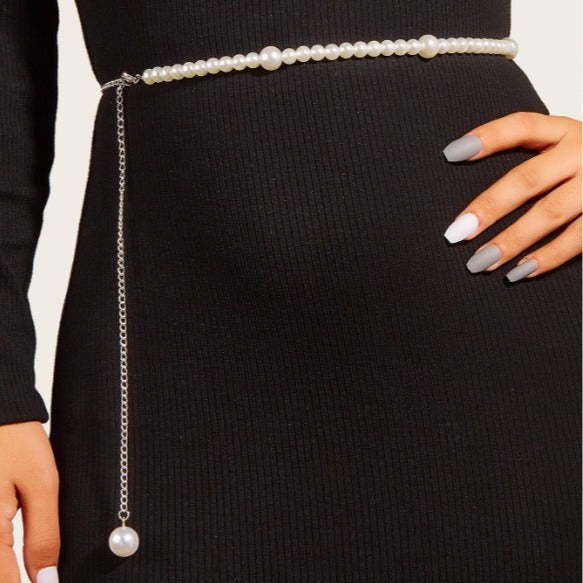 Imitation Pearl Waist Chain Elegant Baroque Pearl Pendant Waist Chain
