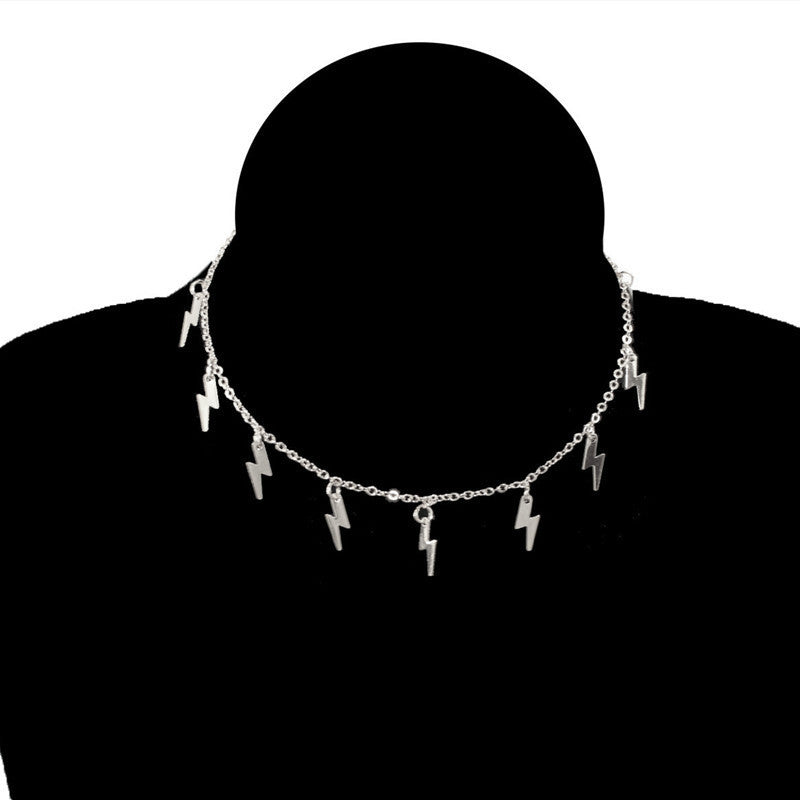 Lightning Pendants Thin Chain Choker Charm Necklace