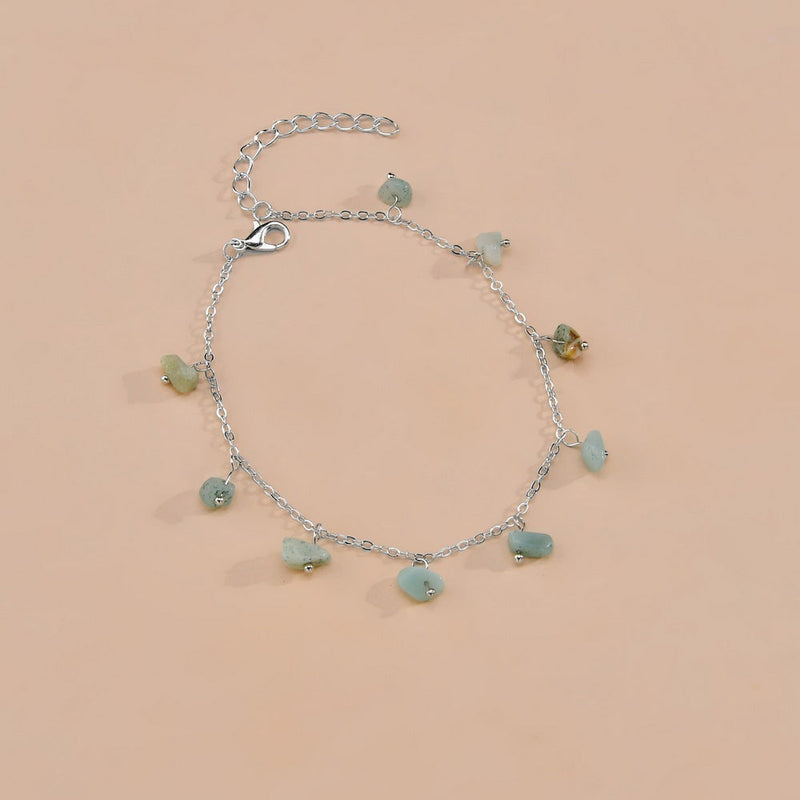 Aquamarine Stone Women Anklet Jewelry