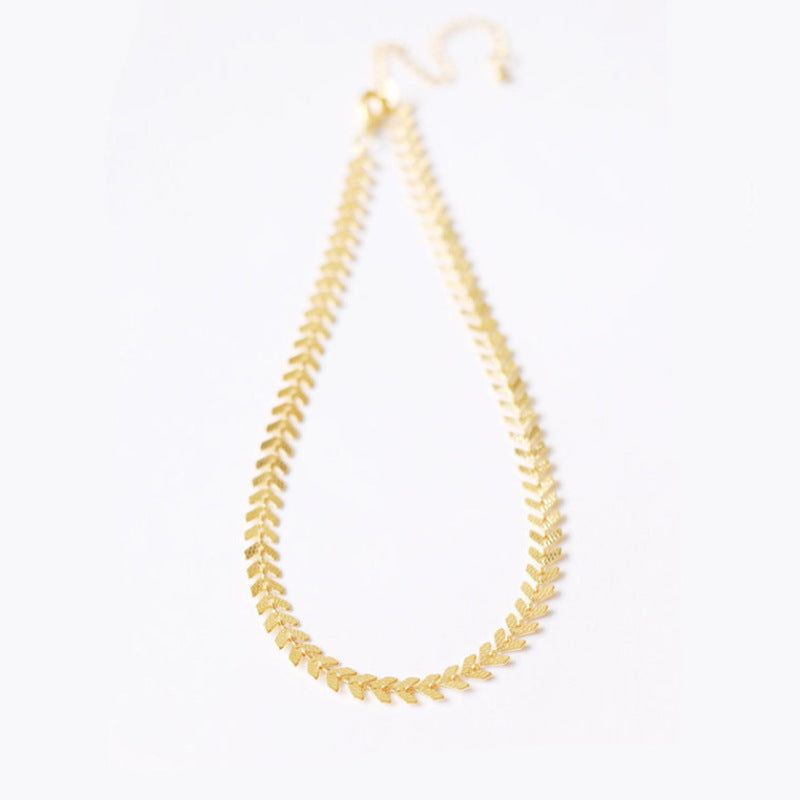 Wheat Peace Olive Leaf Necklace