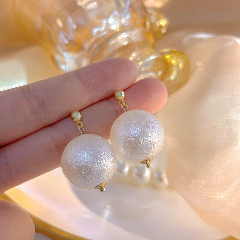 Vintage Elegant Big Pearl Pendant Earrings