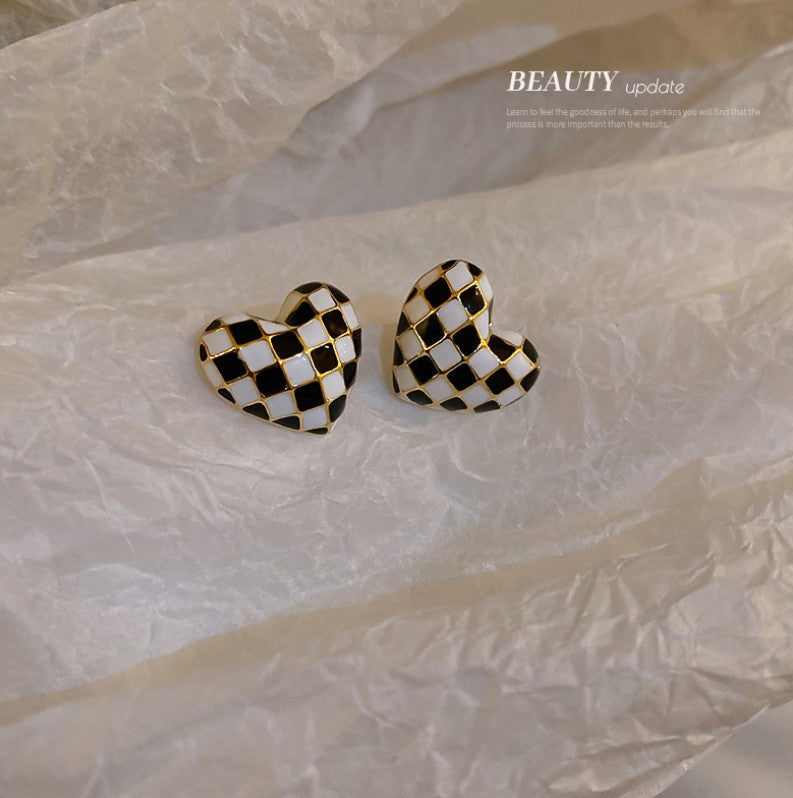 Geometric Love Heart Stud Earrings