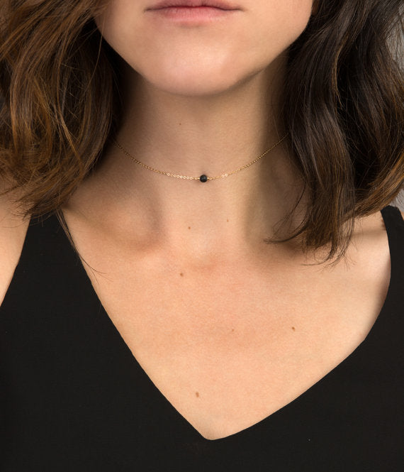 Black Glass Beads Necklace