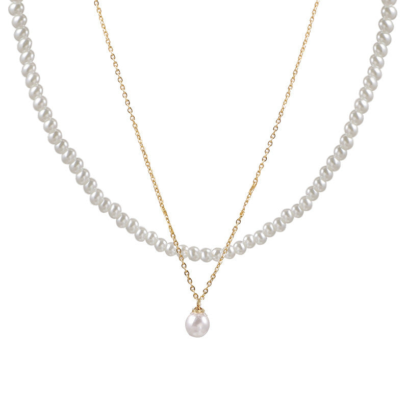 Double Layer Wearing Pearl Necklace Female