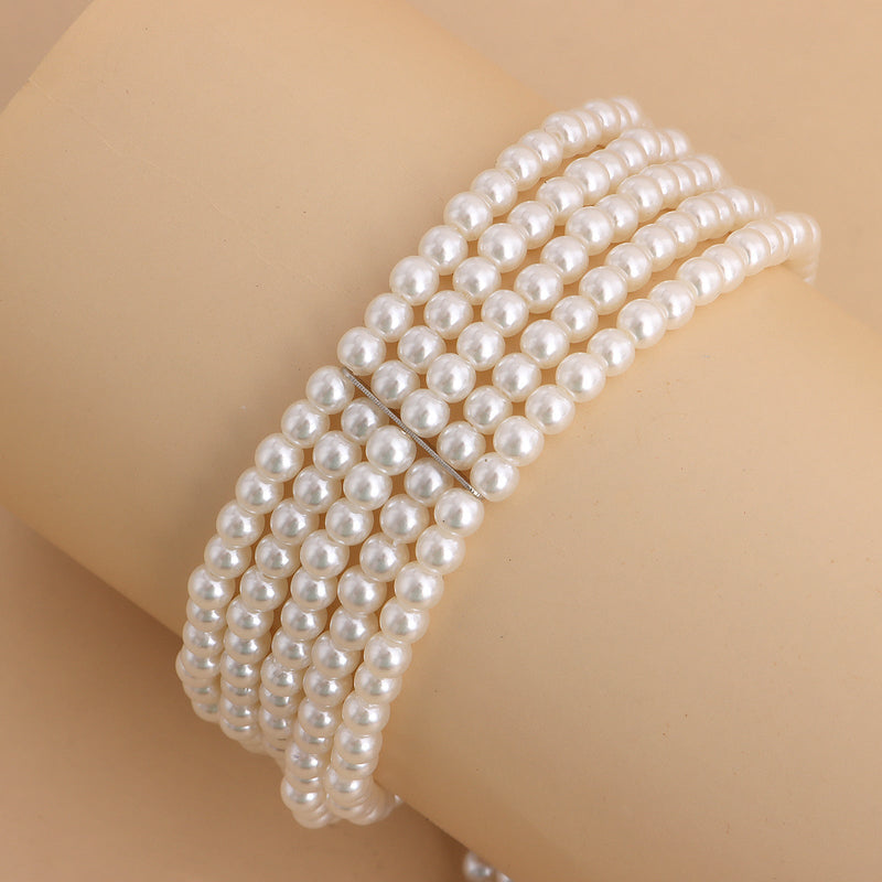 Elegant Collar Women Multi-Layered Pearl Necklace