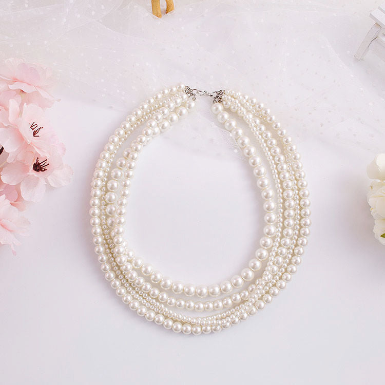 Multi-layered Imitation Pearl Choker Bridal Necklace