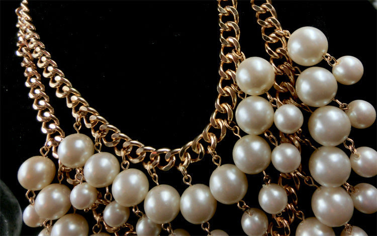Pearl Necklace Chain Multilayer Banquet Jewellery
