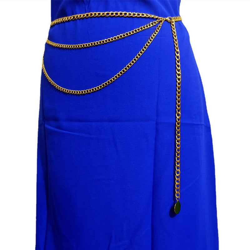 Multilayer Metal Waist Chain Dress Belts Metal Belt