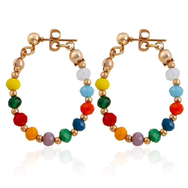 Bohemian Colorful Beaded Hoop Earrings