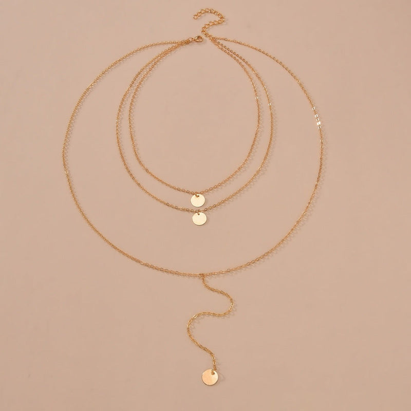 Coin Chain Pendant Sequins Multi Layers Necklaces