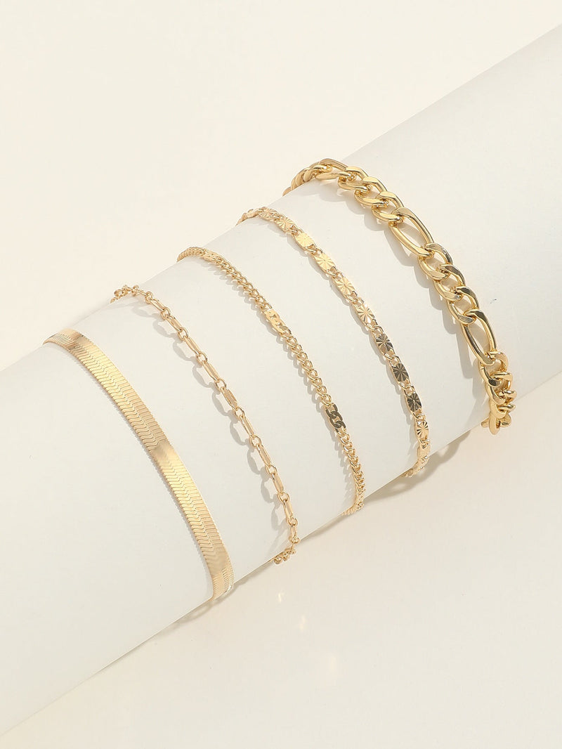 Multi-Layer Beach Chain Snake Bone Round Chain Anklets Jewelry