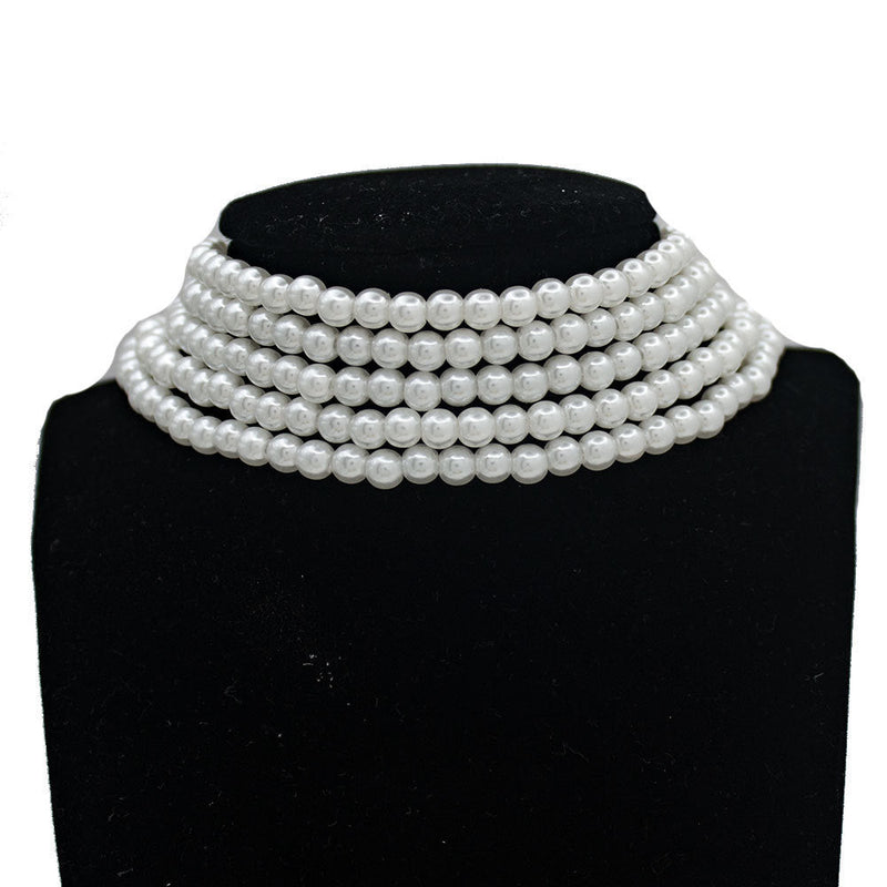 Multi Layered Pearl Neck Chain Necklace Sweater Chain Pearl Necklaces