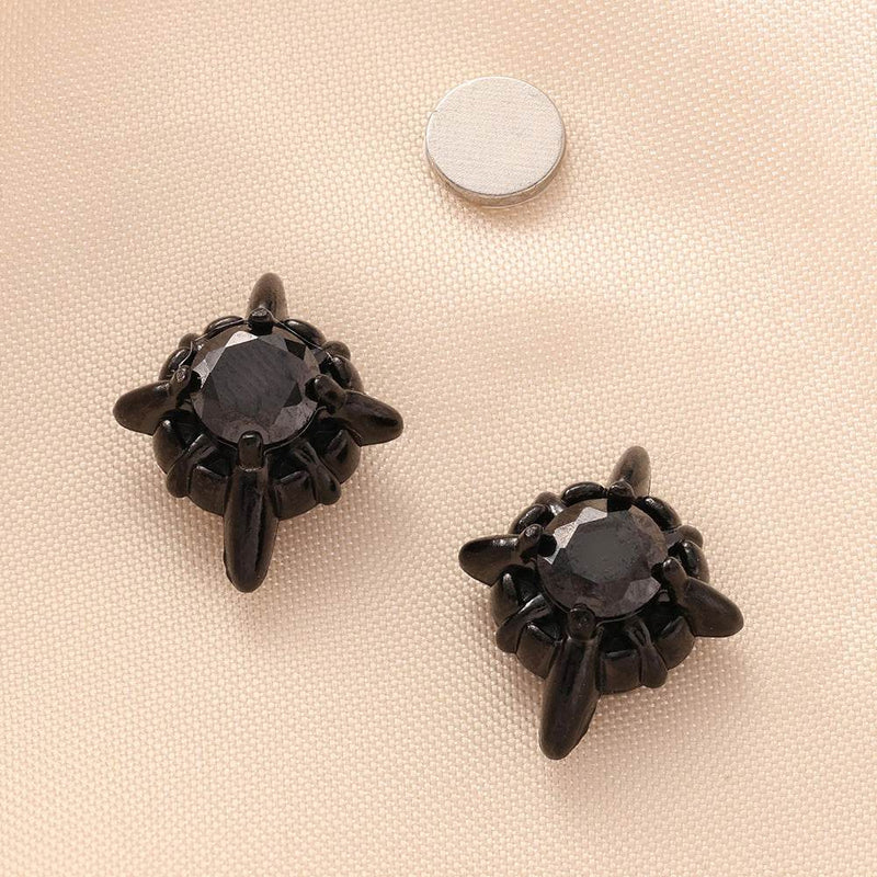 Multicolor Stainless Steel Magnetic 4-Pointed Star CZ Stud Earrings for Men Women, Round Cubic Zirconia Inlaid Magnetic Earrings Non-Piercing Clip On Stud Earring
