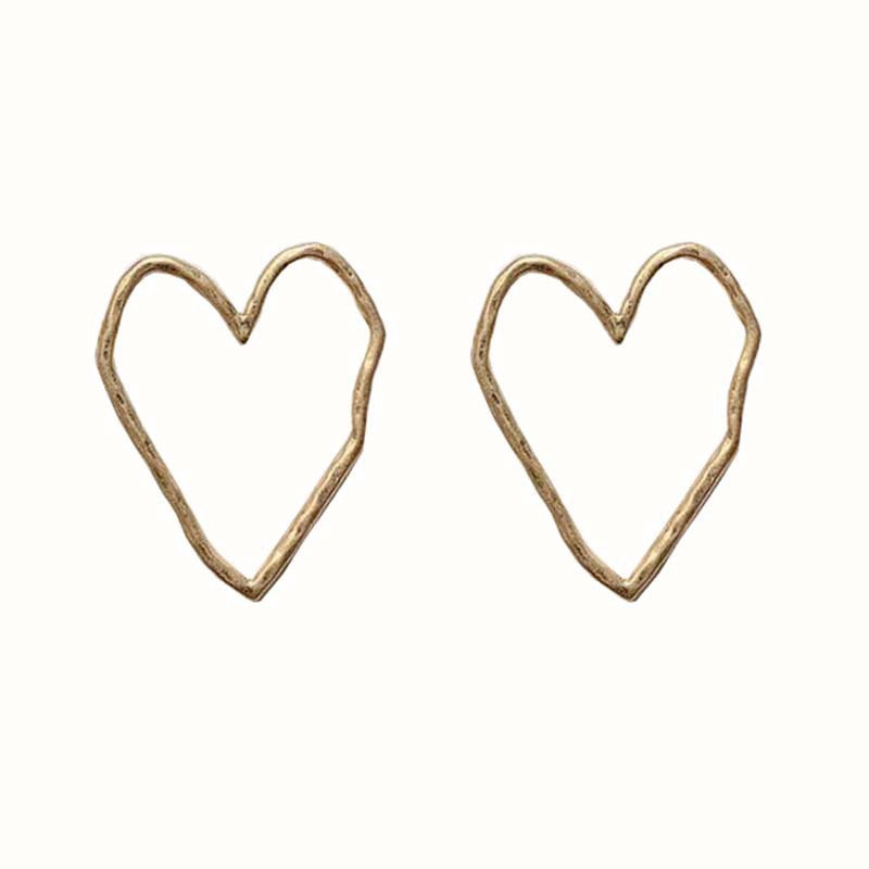 Metal Hollow Heart Stud Earrings Woman