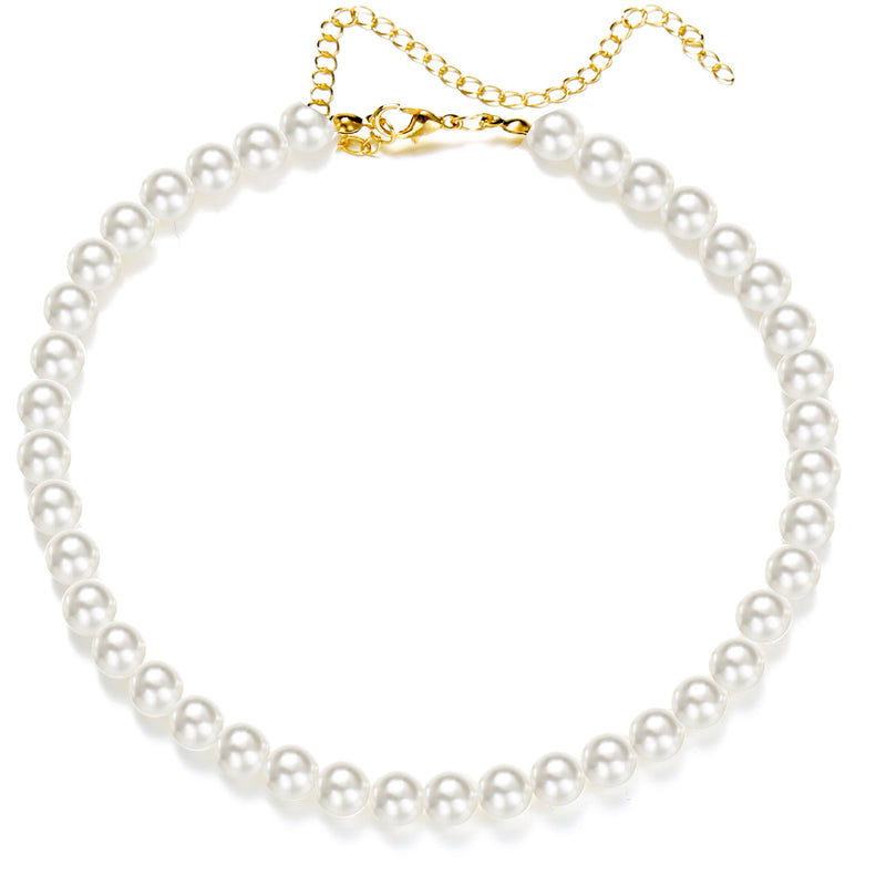 Elegant White Imitation Pearls Necklace Choker Women