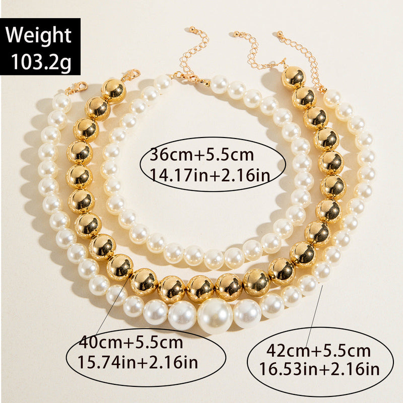 Imitation Pearl Multi-layer Beaded Necklace