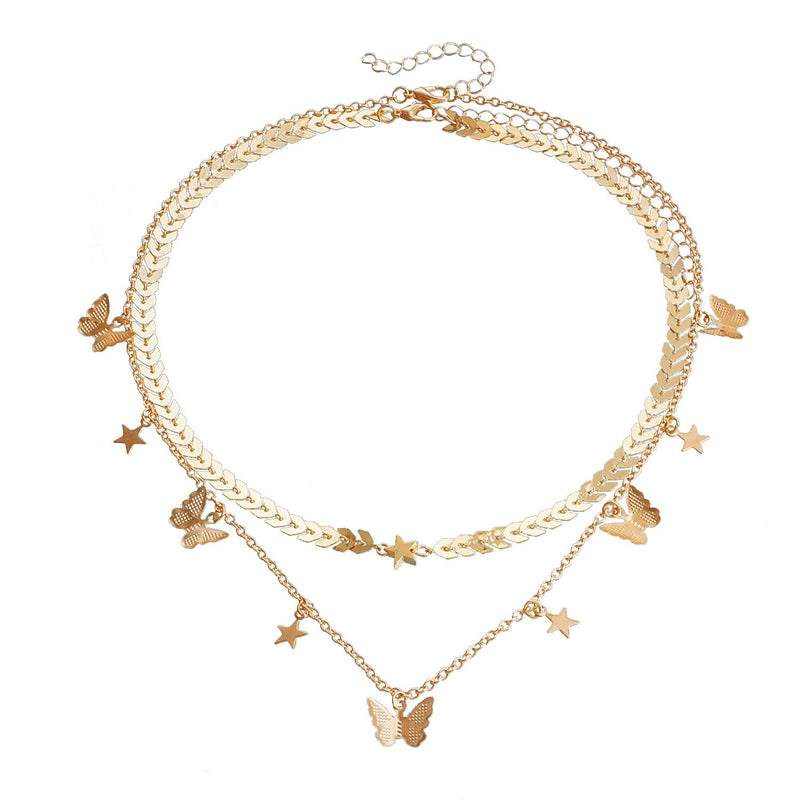 Multi-Layer Butterfly Pendant Necklace