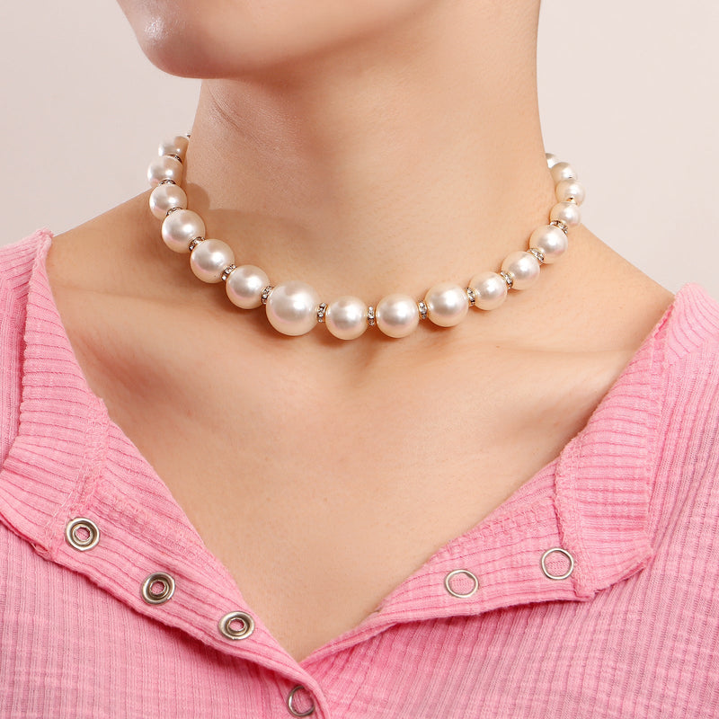 Handmade Big Chunky White Pearl Choker Necklace for Women