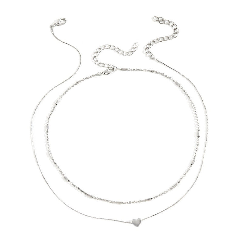 Lovely Style Necklaces 2 Layers Love Heart Multi-layer Chain Choker