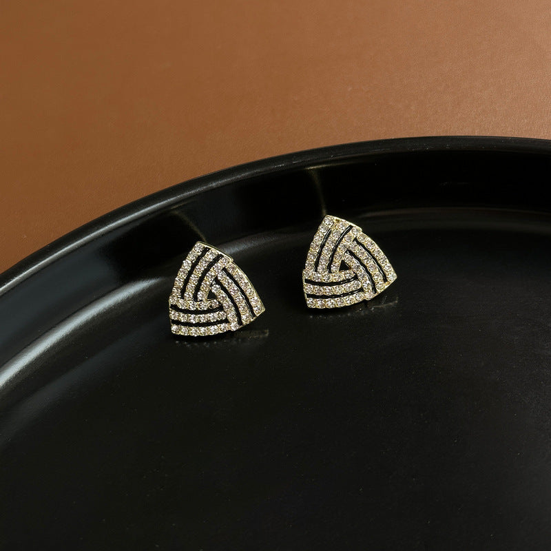 Rhinestone Triangle Stud Earrings
