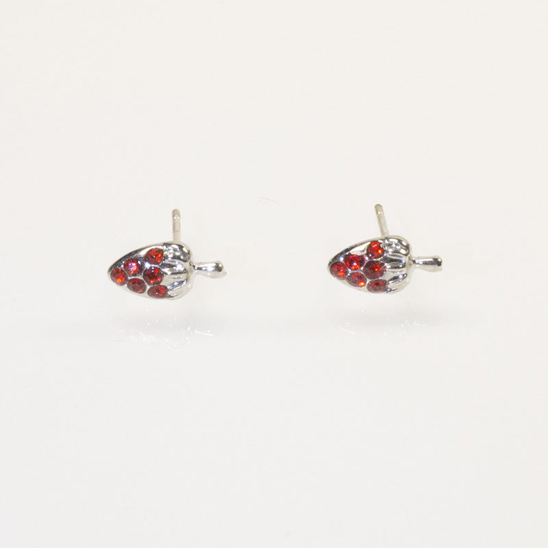 Rhinestone Strawberry Stud Earrings