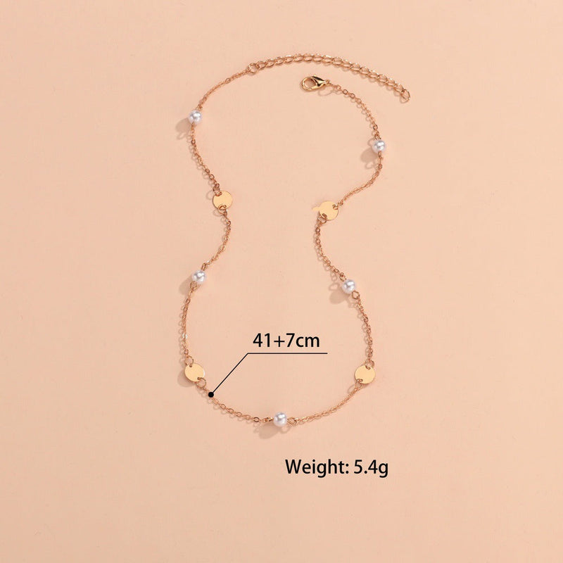 Pearl Disc Chain Necklace