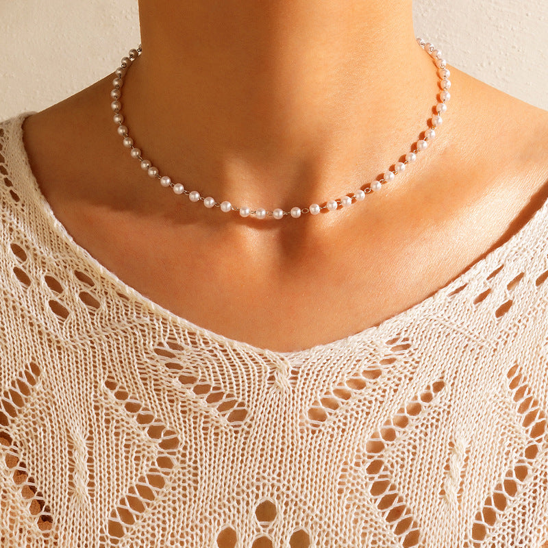 Fashion Jewelry Vintage Pearl Geometric Necklace